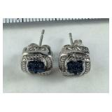 Sterling Silver Genuine Blue & White Diamond