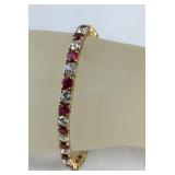 Sterling Silver Gold over Silver Synthetic Ruby &