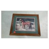 Framed and matted horse print. 23"×19".