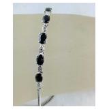 Black stone bolo bracelet Sterling silver and
