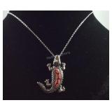 Red Murano style necklace 20in stainless steel