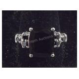 Size 10 Black tourmaline Thai black ring platinum