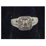 Sterling Silver Genuine Diamond Silver Engagement