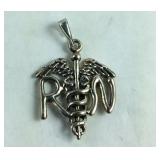 Sterling Silver Caduceus / Registered Nurse
