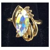 Gold Plated Colorful CZ Ring , size 8