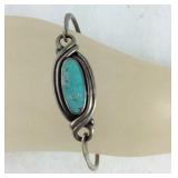 Sterling Silver Turquoise Bagel Bracelet, 8.9,