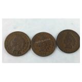 3 Indian Head Pennies: 1902, 1905 & 1906,