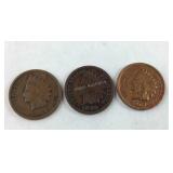 3 Indian Head Pennies: 1896, 1899 & Lustrous