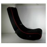 Black and red gaming chair with built in
