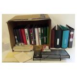 Several 3 ring binders, pocket files  and paper