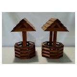 Two wishing well style planters. 18" high, each.