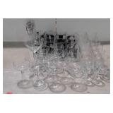Clear glass lot with stemware and cordial glasses