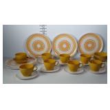 Melamine style dish set: service for 7. Each