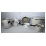 Enamelware lot: pans are all usable for cooking /