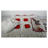 Textiles, crochet throw with flower design,