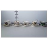 Tea cup & saucer sets. Most are Bone China. One