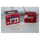 Coca-Cola mini cooler radio with original box.