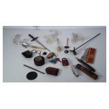 Knickknack lot: lucite handles, pocket knives,