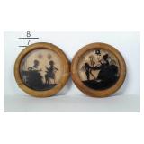 Old Circular framed silhouette pictures. Both