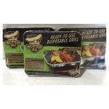 Three ready to use disposable grills
