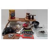 Kitchenwares, including bowls, utensils, glass