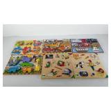 Six wooden puzzles by Melissa & Doug and others,