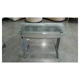 Glass top computer desk with pullout keyboard