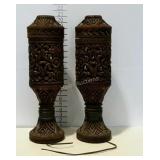 Carved lamps. Will need rewiring.