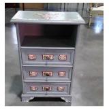 Decorative Painted Bedside chest, open shelf