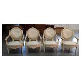 Four French Prov Parlor Chairs, medallion backs,