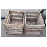 Two early wooden produce crates, weathered