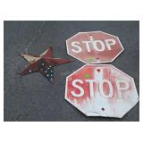 Signage lot. 2 "Stop" Road Signs, rustic decor
