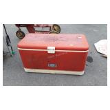 Thermos metal band wrapped cooler, rustic used