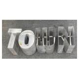 Letters, sheet metal fabricators Made, "TOWN",