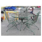 4pc Outdoor Table Set, wrought iron framed with
