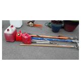 Tools lot, tree limb Prunner, concrete rake,