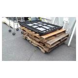 Pallets, 4 wooden, one poly lid type piece