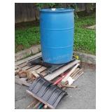 Group lot, Blue poly 55 gallon drum, set of poly