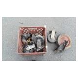 Milk crate with various Caster Wheels