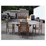 6pc Redwood Outdoor Table Set, 5 armed Chairs,