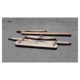 Antique horse hitch lot, single tree, double tree