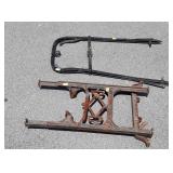 Metalware lot, barn loft hay fork, pieces of