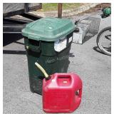 Trash Container 30 gallon, plus 5 gallon gas can