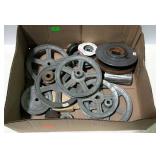 Flat of pulleys ranging in size from 2" to 7".