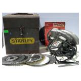 Skilsaw circular saw with Stanley metal saw box,