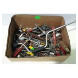 Flat of small handtools. Screwdrivers, wrenches,