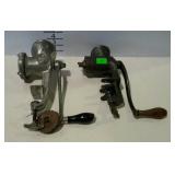 Two Griswold meat grinders. One iron, one