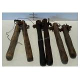 Six saw handles for two person saws.