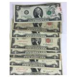 Seven  $2red seal notes 1953 with A, B, and C,