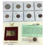 Ancient Roman coin, first day issue, and some